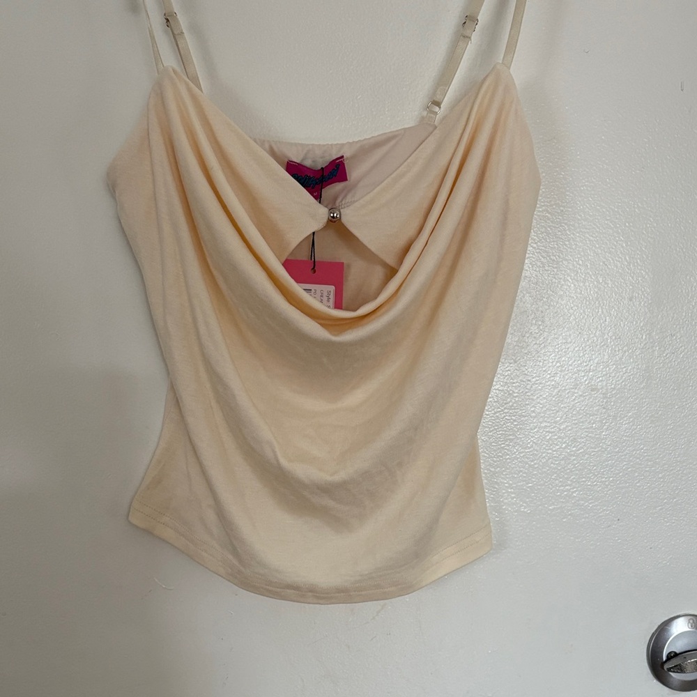 Elegant Cream Drape Neck Women's Top